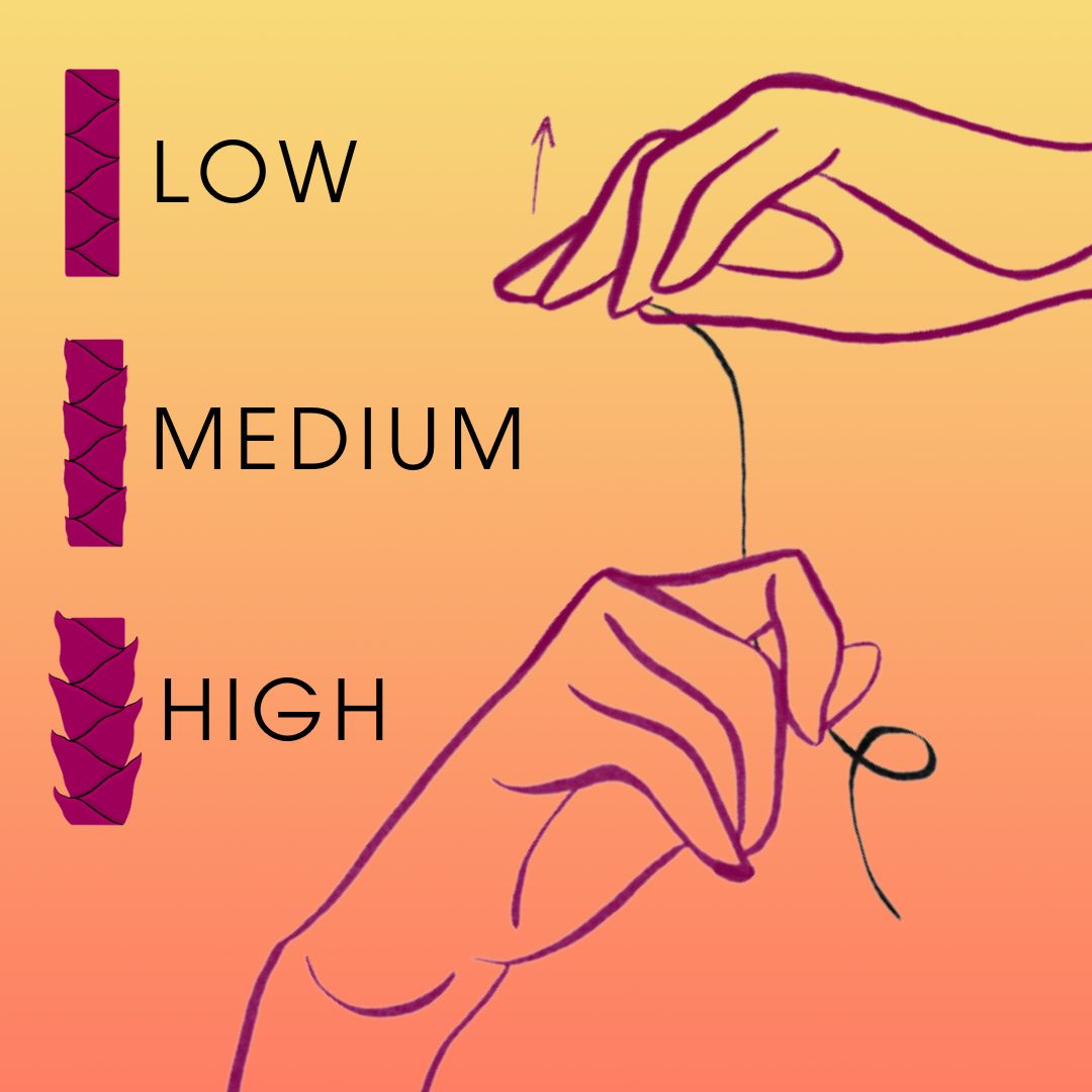 two hands hold a strand of hair between them to the right of three different images of different porosity hair textures