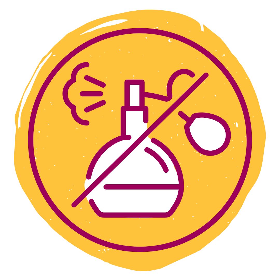 graphic design of a perfume bottle being crossed out signifying No Fragrance Added