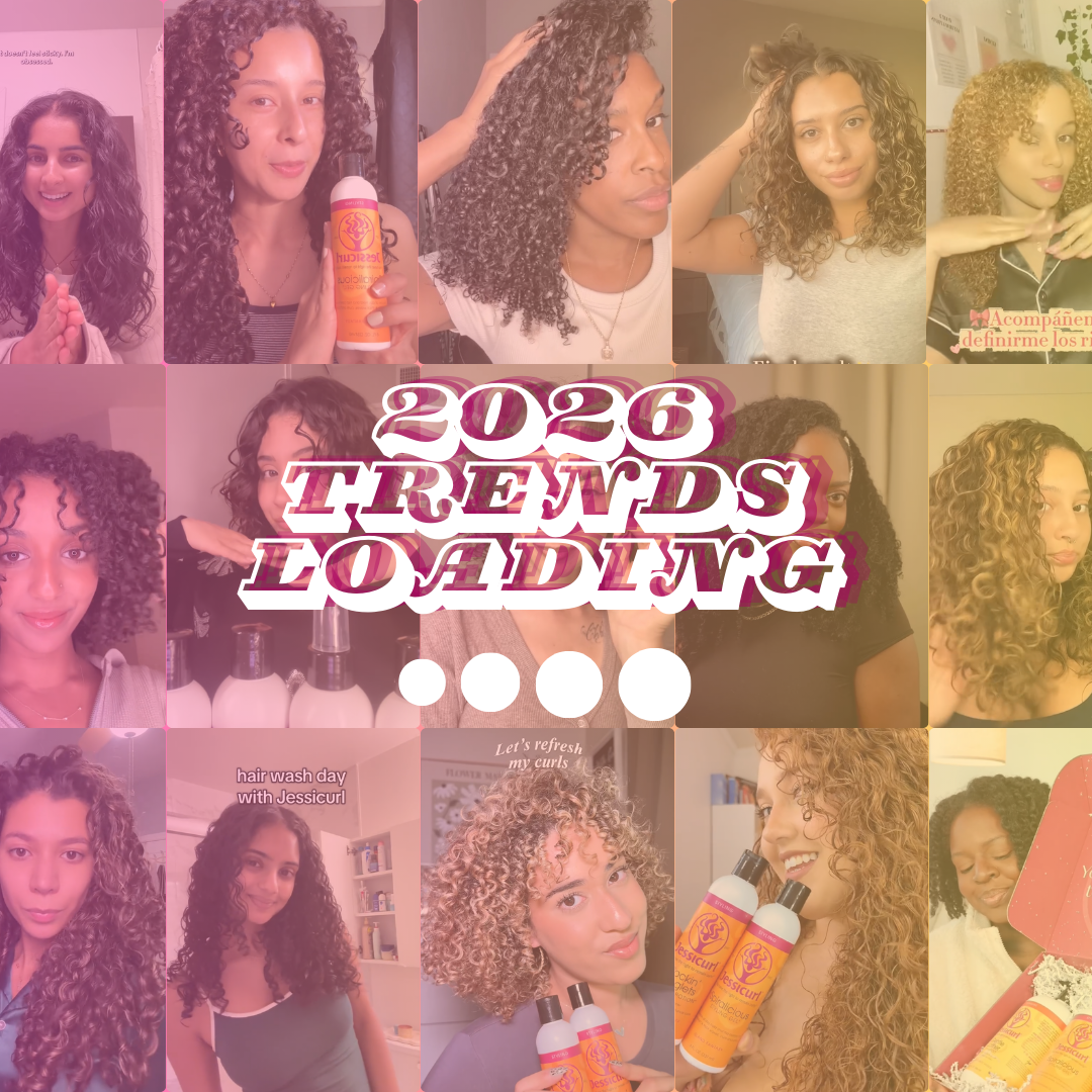 a photo collage of Curlies holding Jessicurl products with the text 