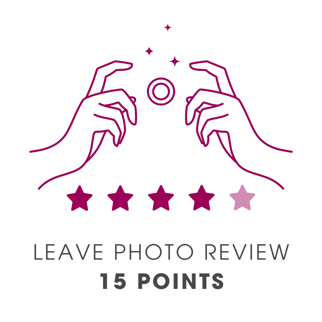 Icon of hands around camera to snap a picture with stars and text underneath 